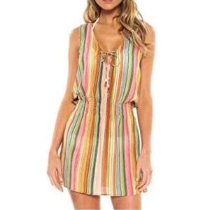 Becca Swim West Village Cover Up Tunic smocked striped dress